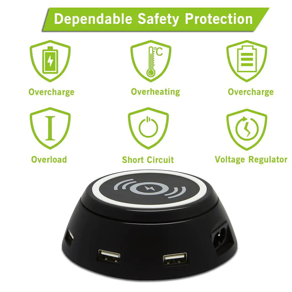 Merry Go Around Qi Wireless Charger With 6 USB Ports